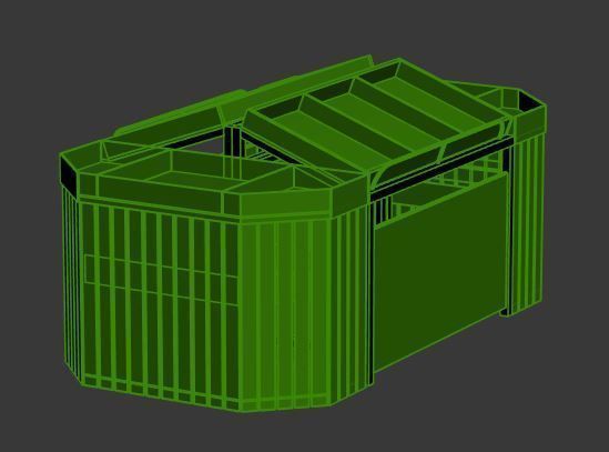 Stall model wooden counter with shelves and drawers Low-poly 3D model_14