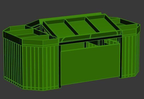 Stall model wooden counter with shelves and drawers Low-poly 3D model_13