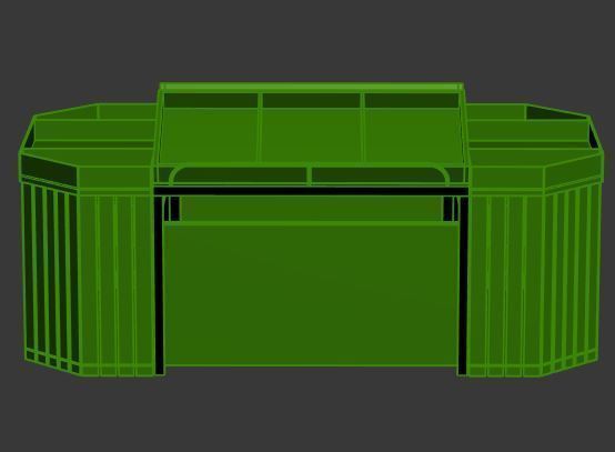 Stall model wooden counter with shelves and drawers Low-poly 3D model_19