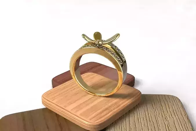 Flower ring with diamonds