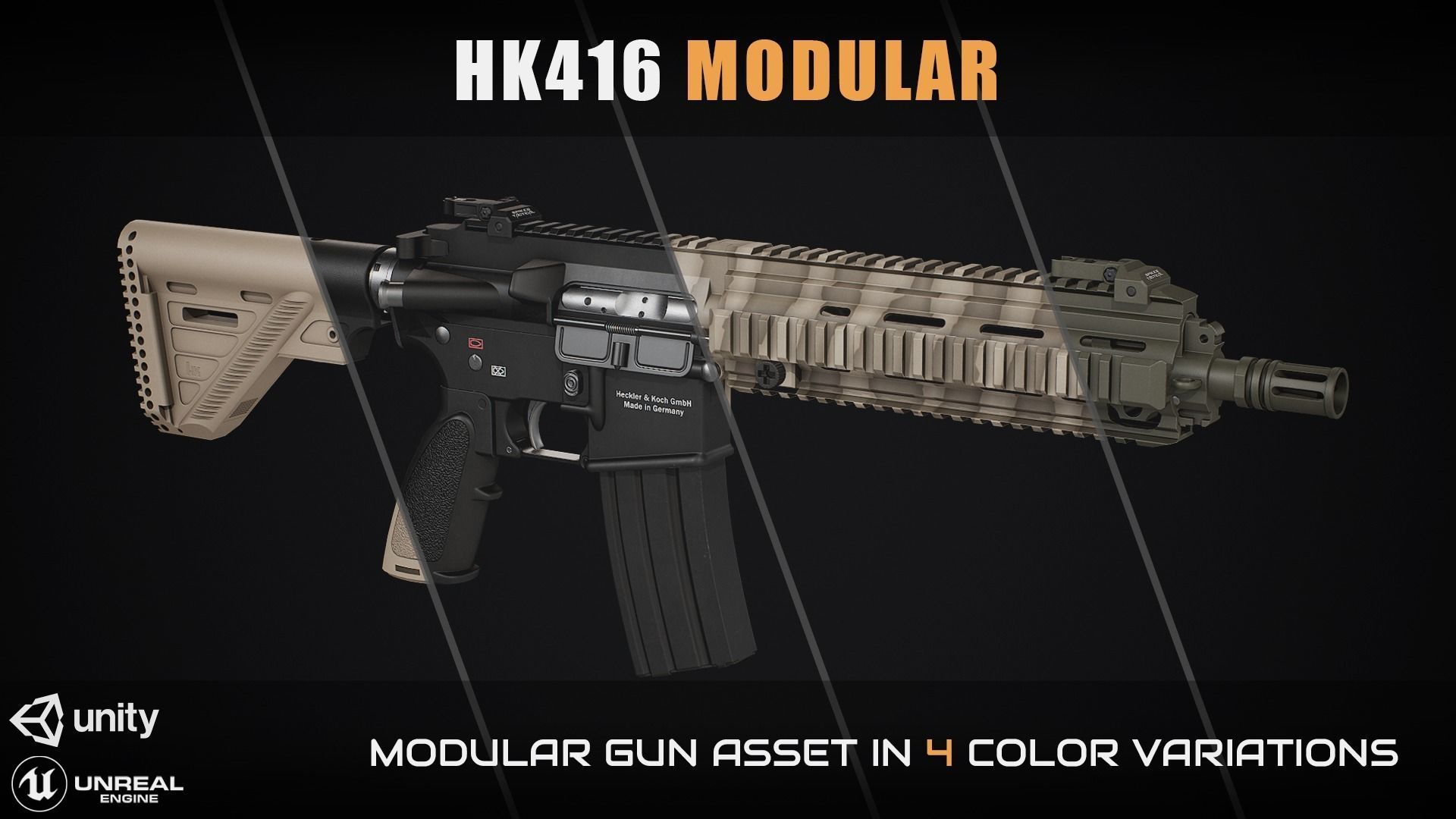HK416 Modular Low-poly 3D model_2