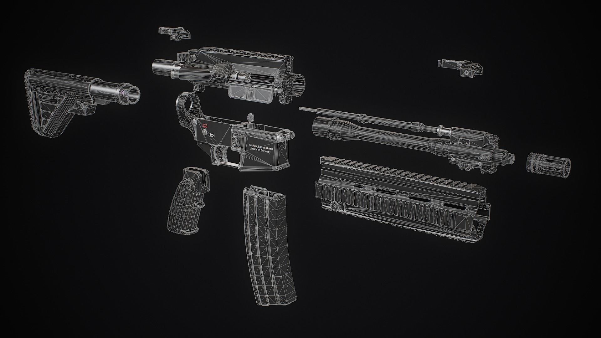 HK416 Modular Low-poly 3D model_4