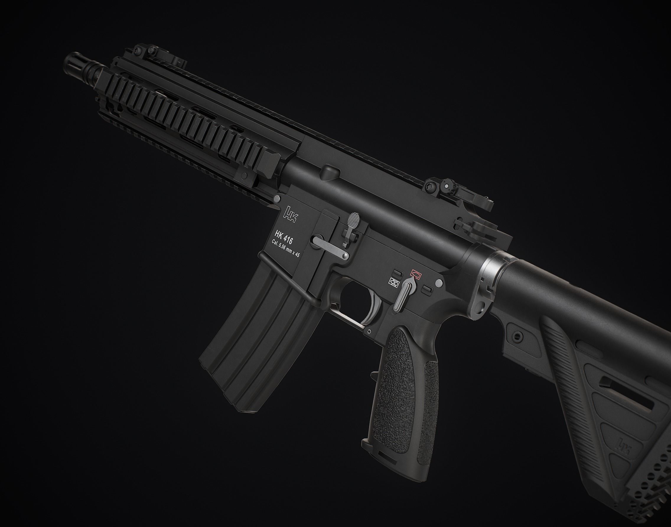 HK416 Modular Low-poly 3D model_0