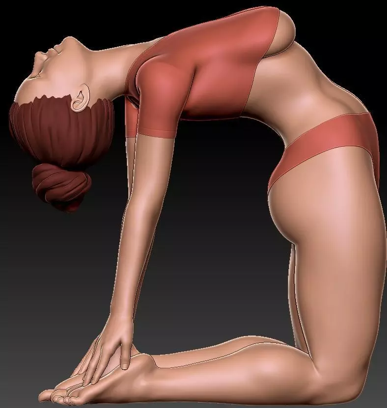 A bending girl 3D print model_0