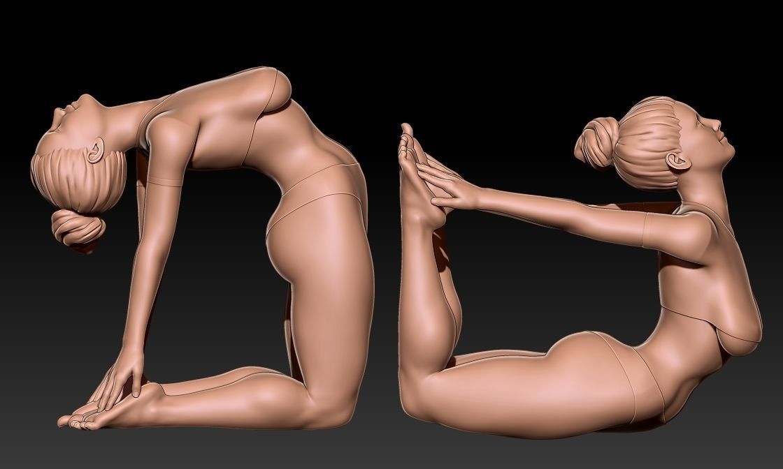 A bending girl 3D print model_1