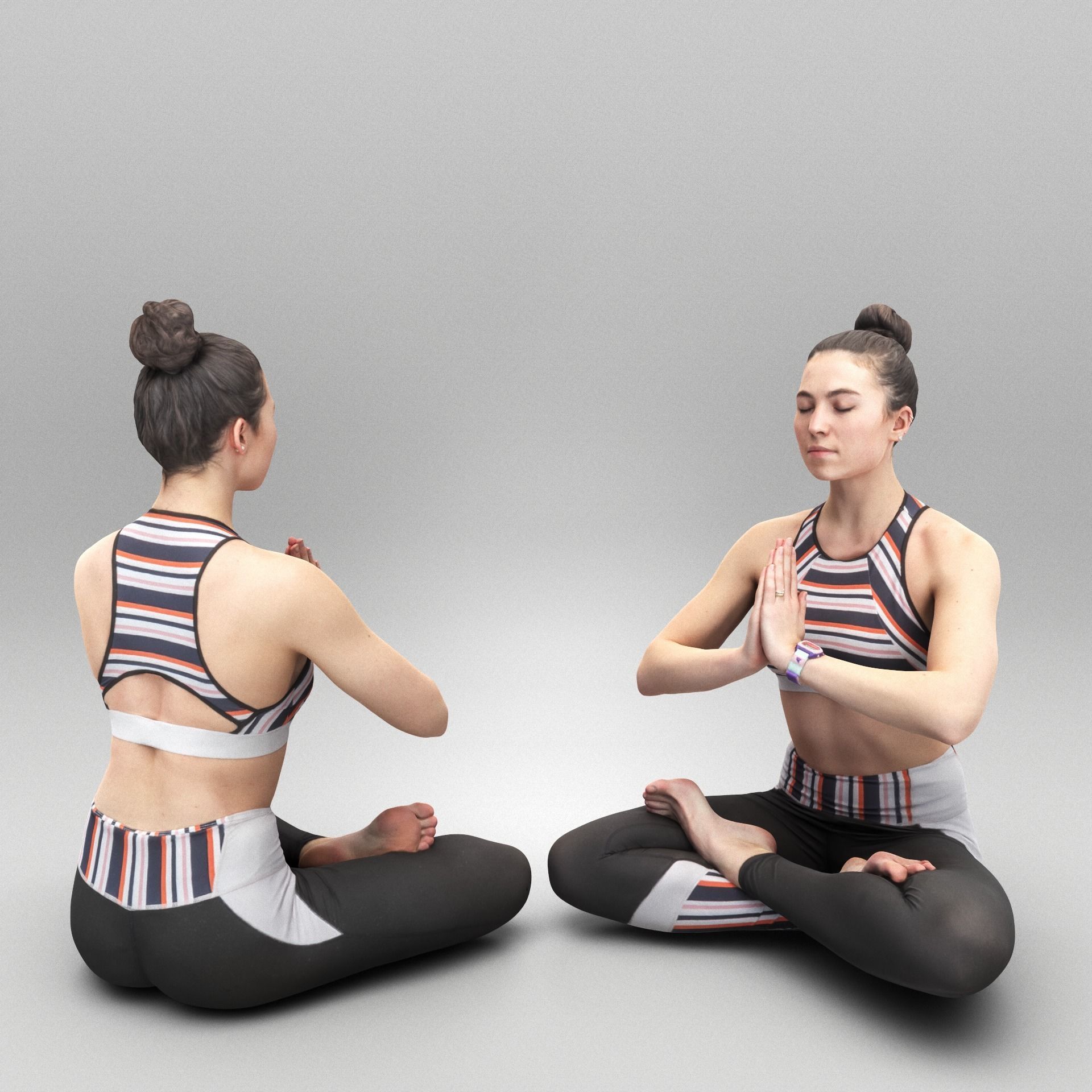 Woman in yoga pose 327 Low-poly 3D model_2