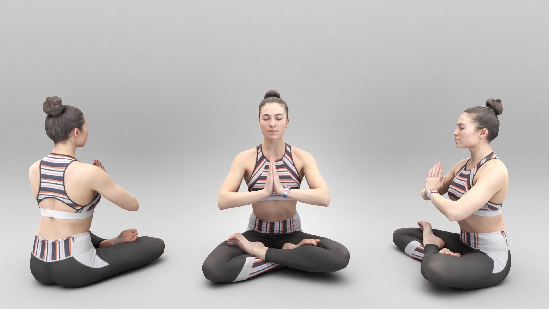 Woman in yoga pose 327 Low-poly 3D model_3