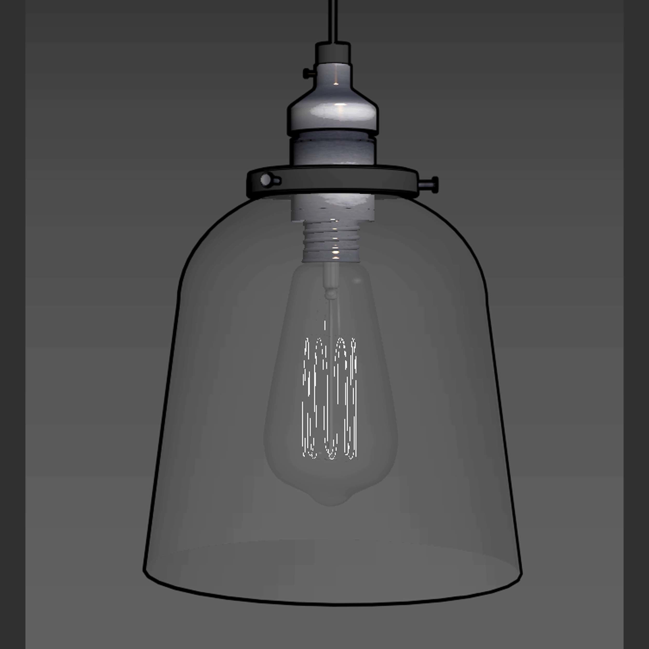 Vintage Glass Hanging Lamp 3D model_6