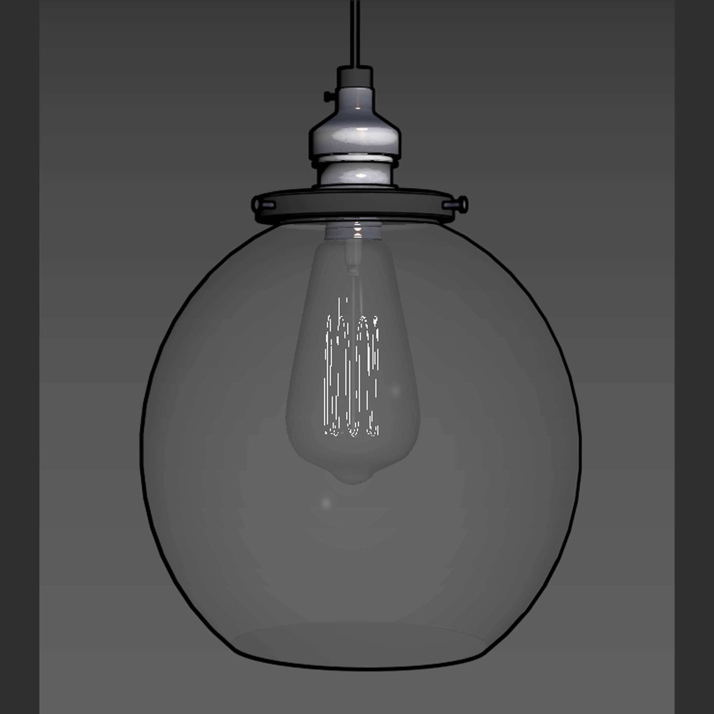 Vintage Glass Hanging Lamp 3D model_8