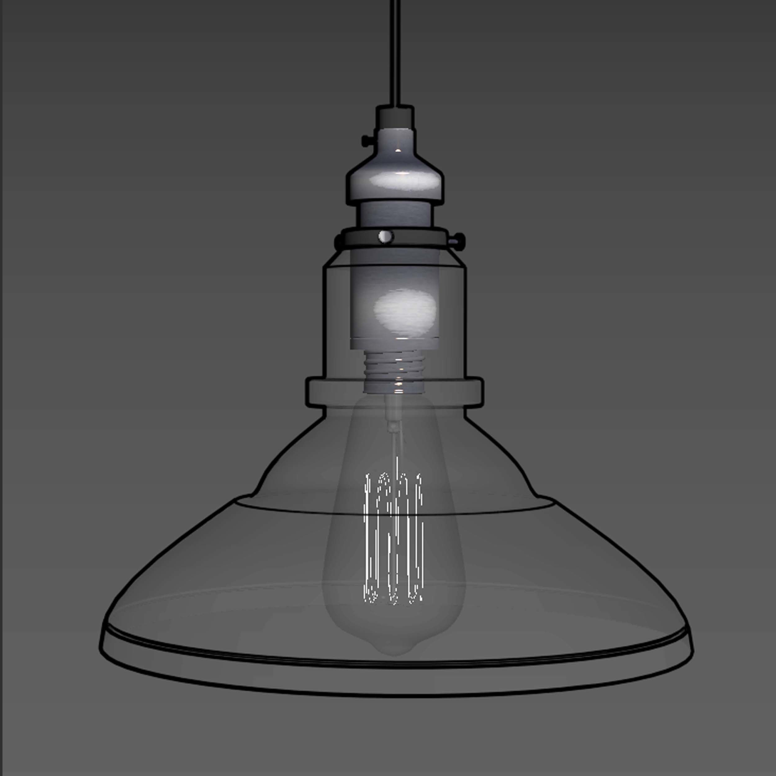 Vintage Glass Hanging Lamp 3D model_7