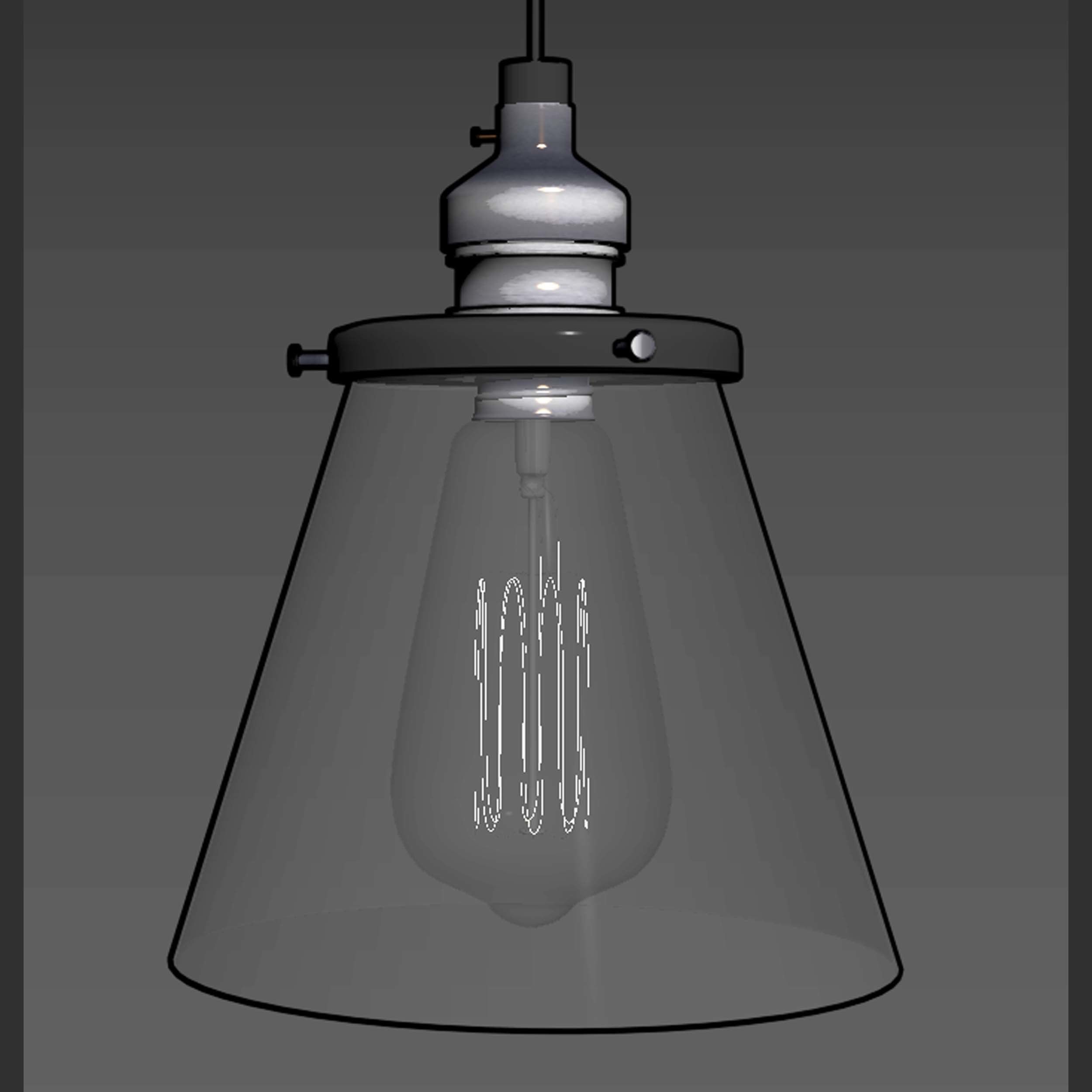 Vintage Glass Hanging Lamp 3D model_9