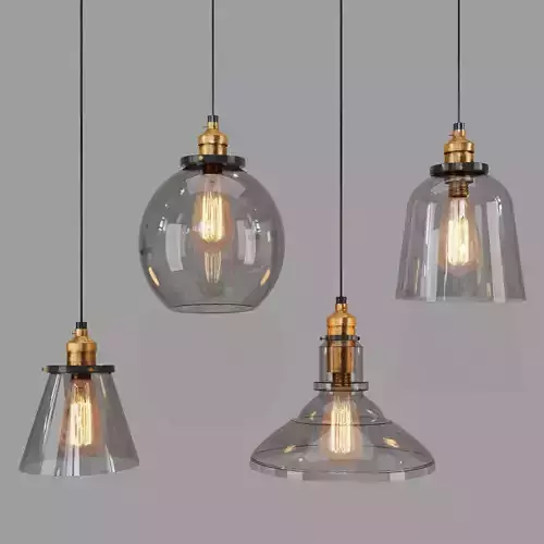 Vintage Glass Hanging Lamp 3D model