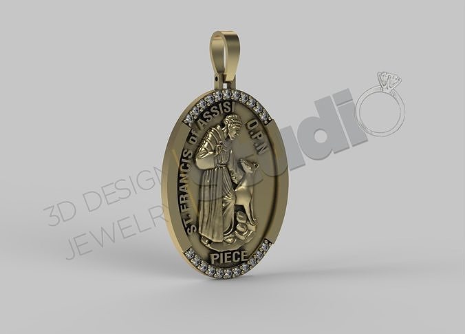 Highly luxury Saint Francis with gems in 3d model 3D print model