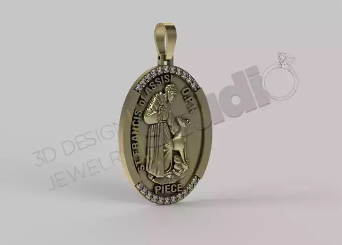 Highly luxury Saint Francis with gems in 3d model