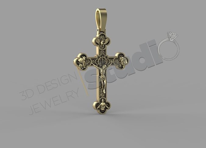 Highly detailed cross with jesus 3d model 3D print model