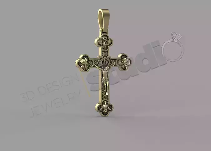Highly detailed cross with jesus 3d model