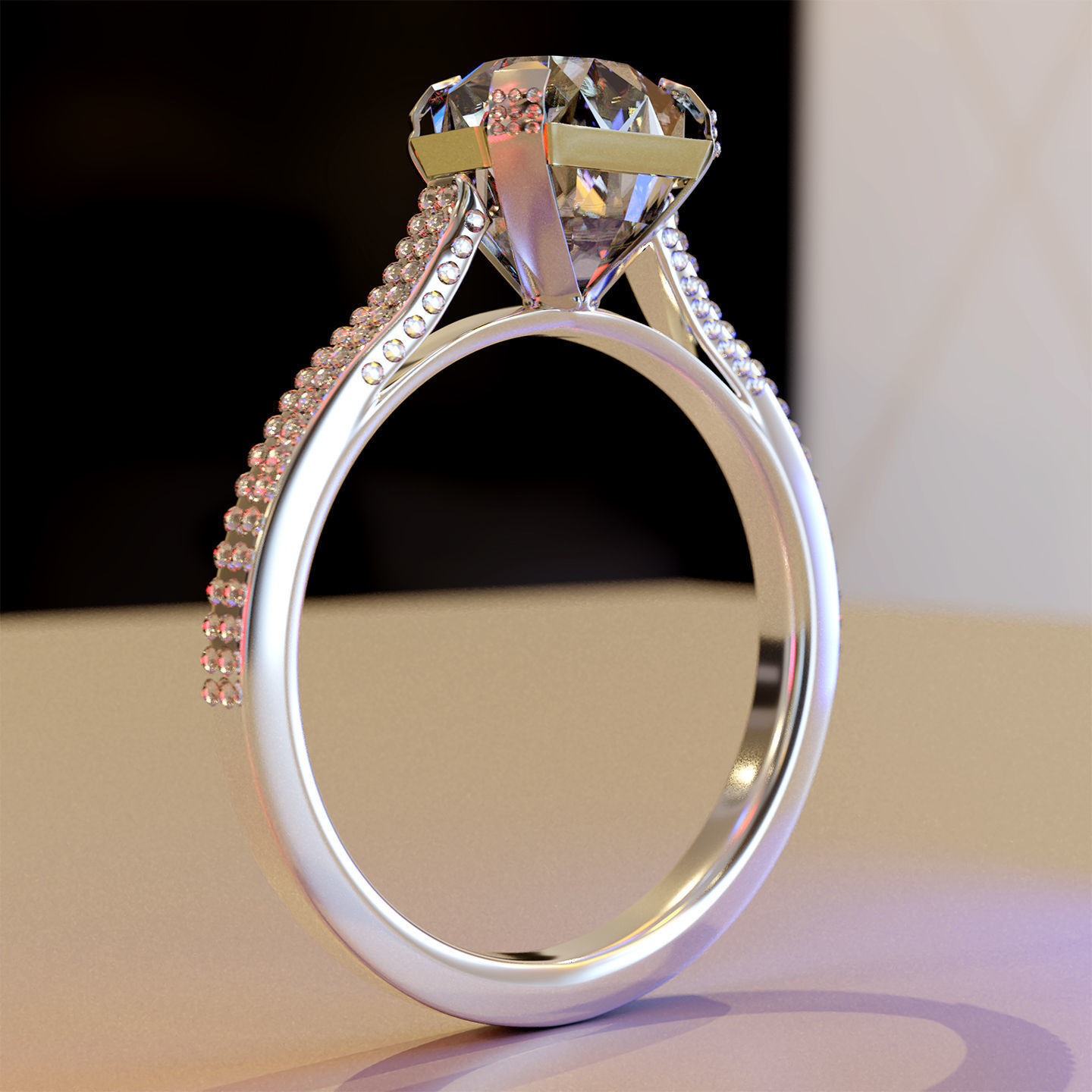 Diamond Wedding Ring 3D model_2
