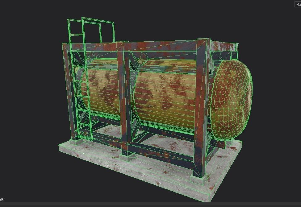 liquid tank M3 - Old Low-poly 3D model_30