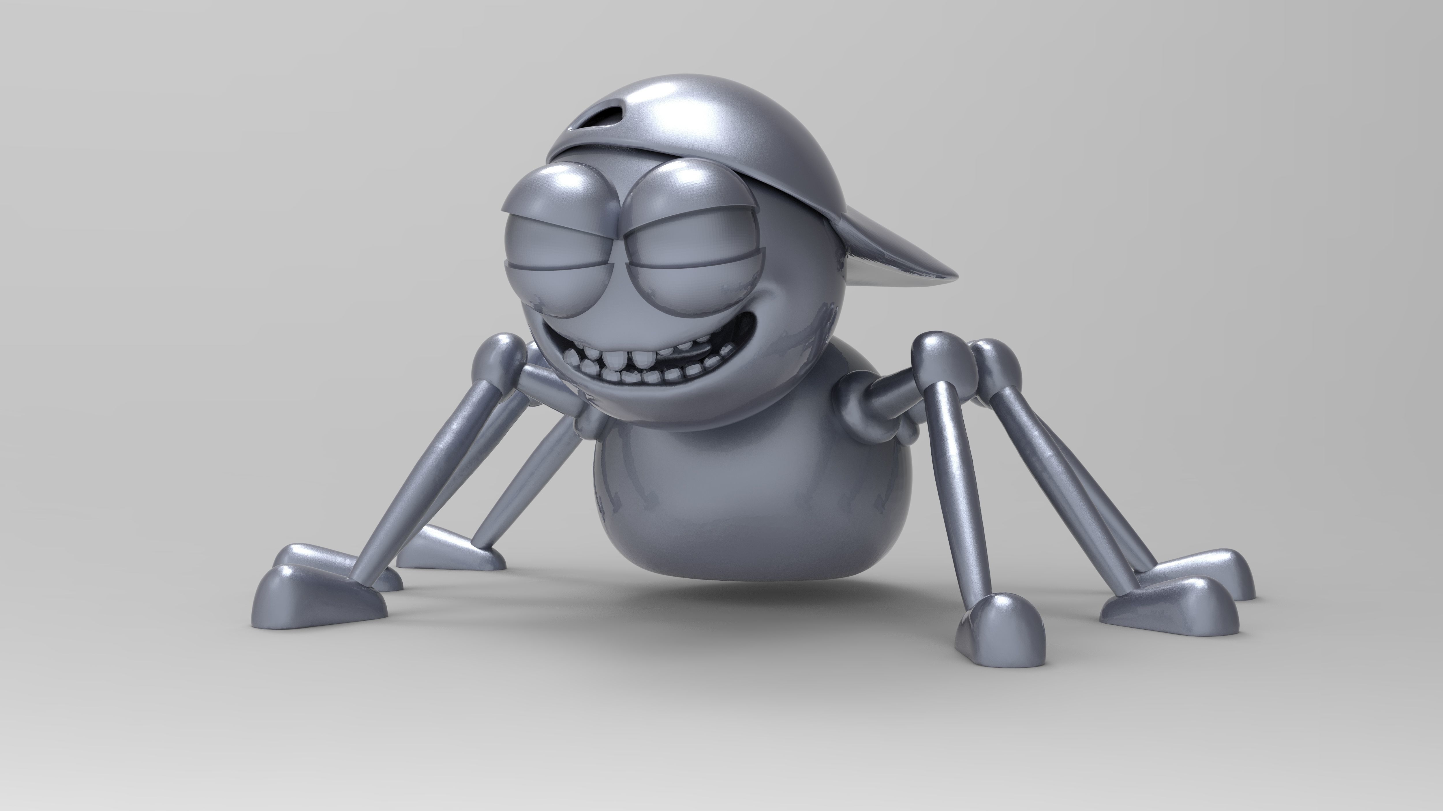 Cute Spider Robot Character 3D print model_3