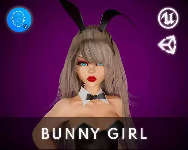 Stylized Bunny Girl - Game Ready Low-poly 3D model