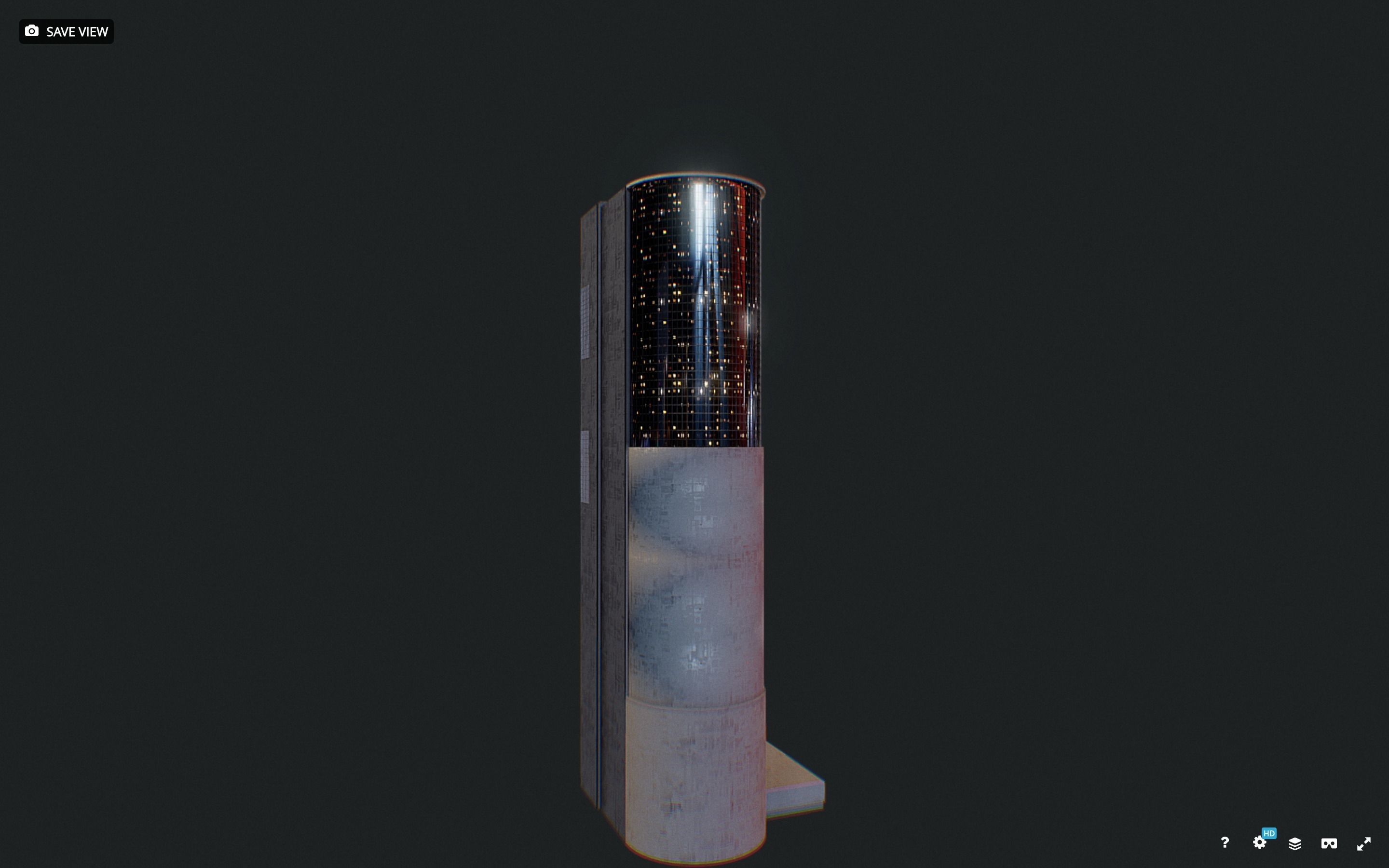 Low Poly - Futuristic Sci-fi Skyscraper Building Low-poly 3D model_8