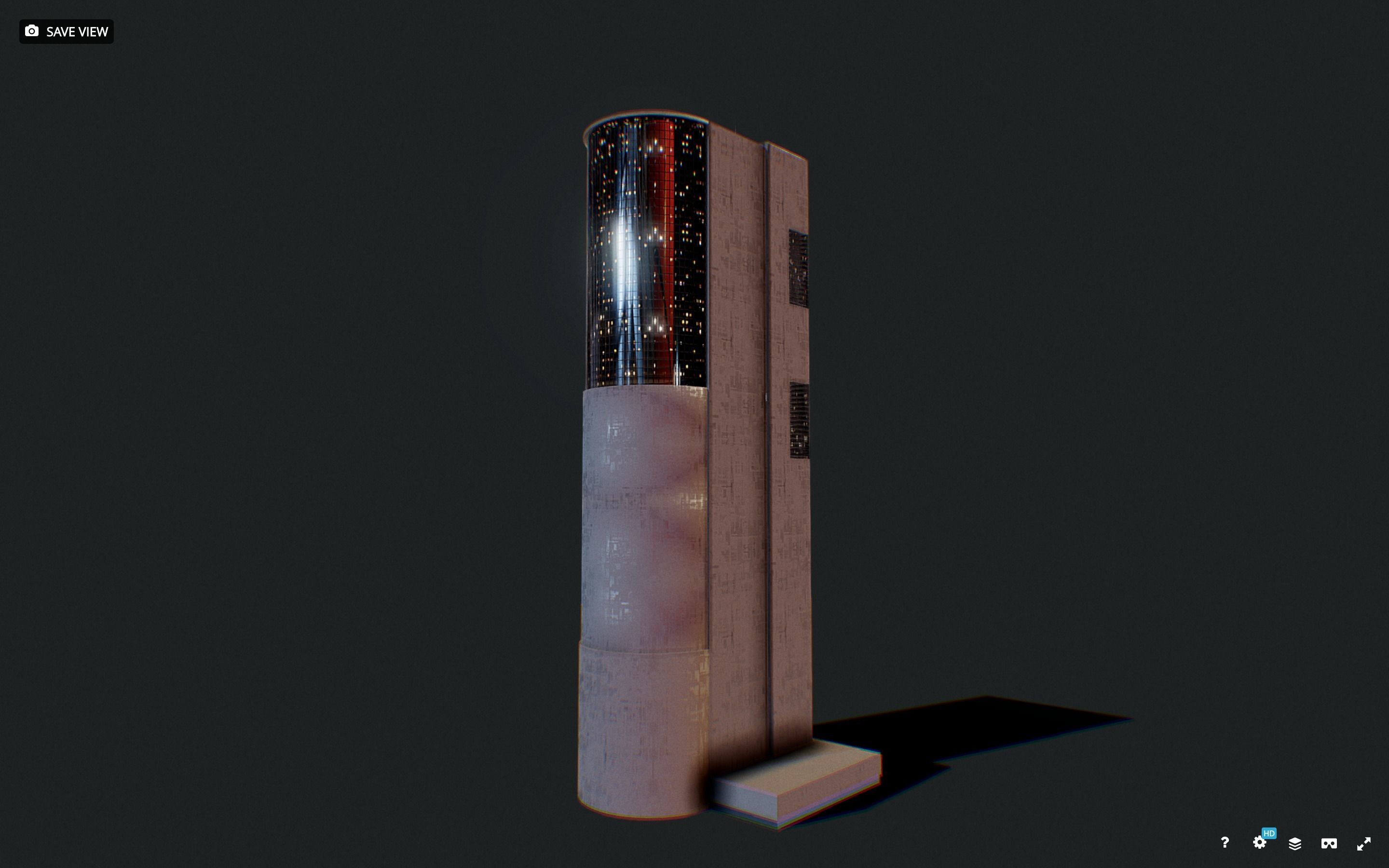 Low Poly - Futuristic Sci-fi Skyscraper Building Low-poly 3D model_1