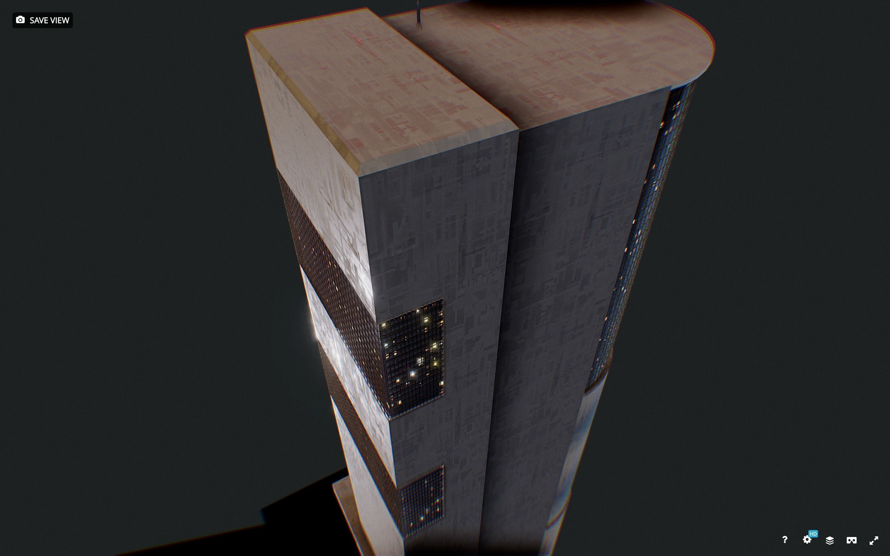 Low Poly - Futuristic Sci-fi Skyscraper Building Low-poly 3D model_6