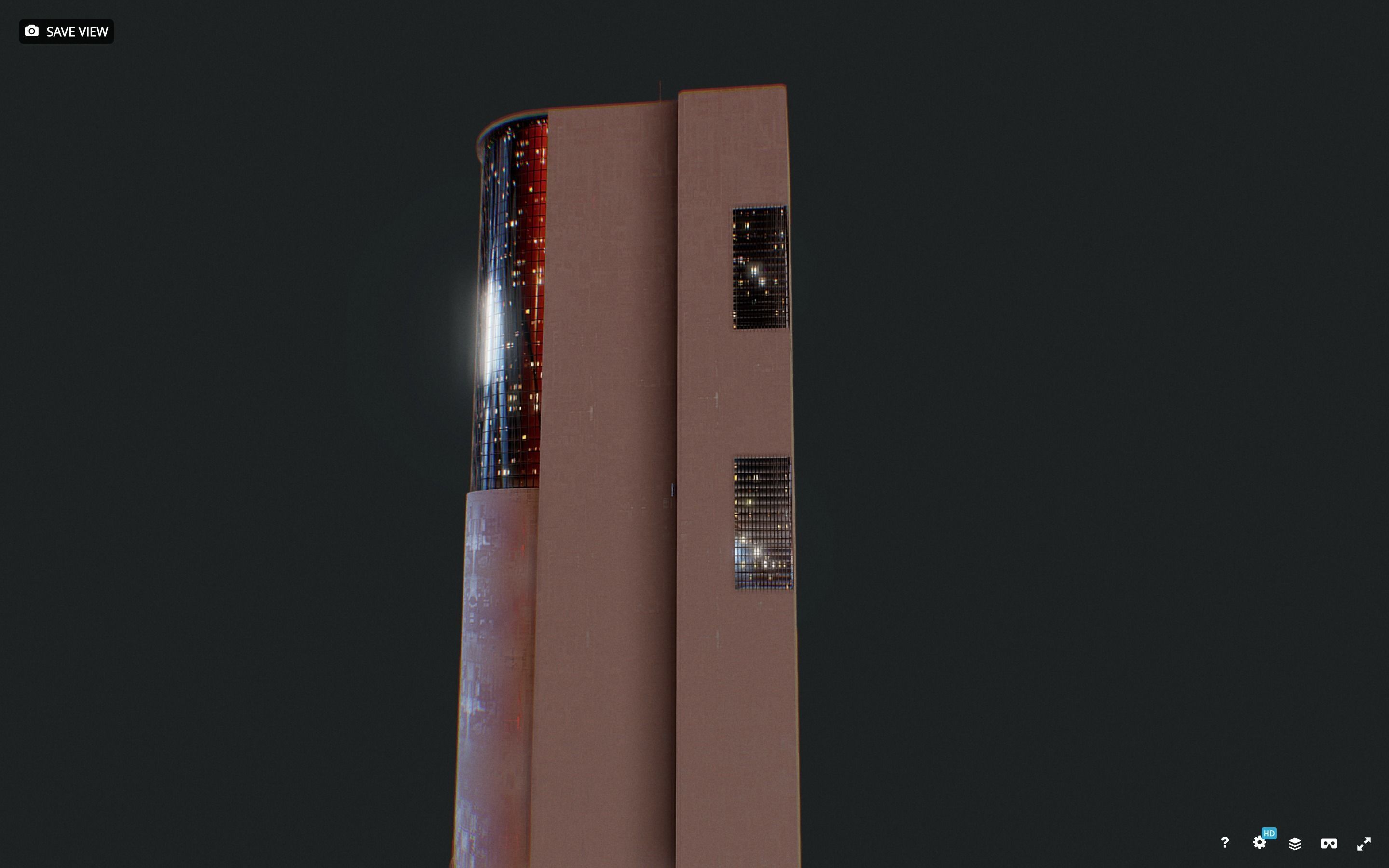 Low Poly - Futuristic Sci-fi Skyscraper Building Low-poly 3D model_3