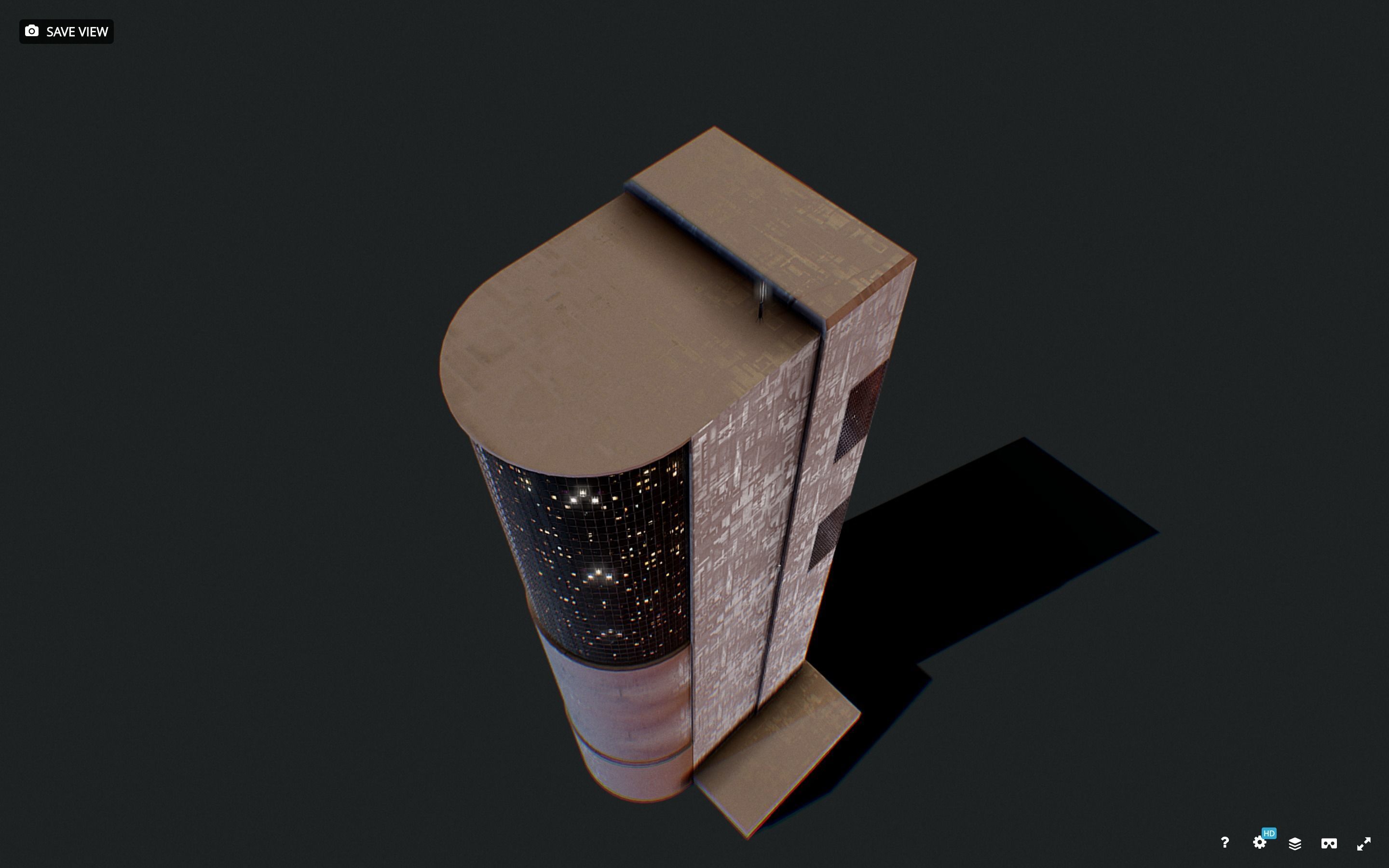 Low Poly - Futuristic Sci-fi Skyscraper Building Low-poly 3D model_2