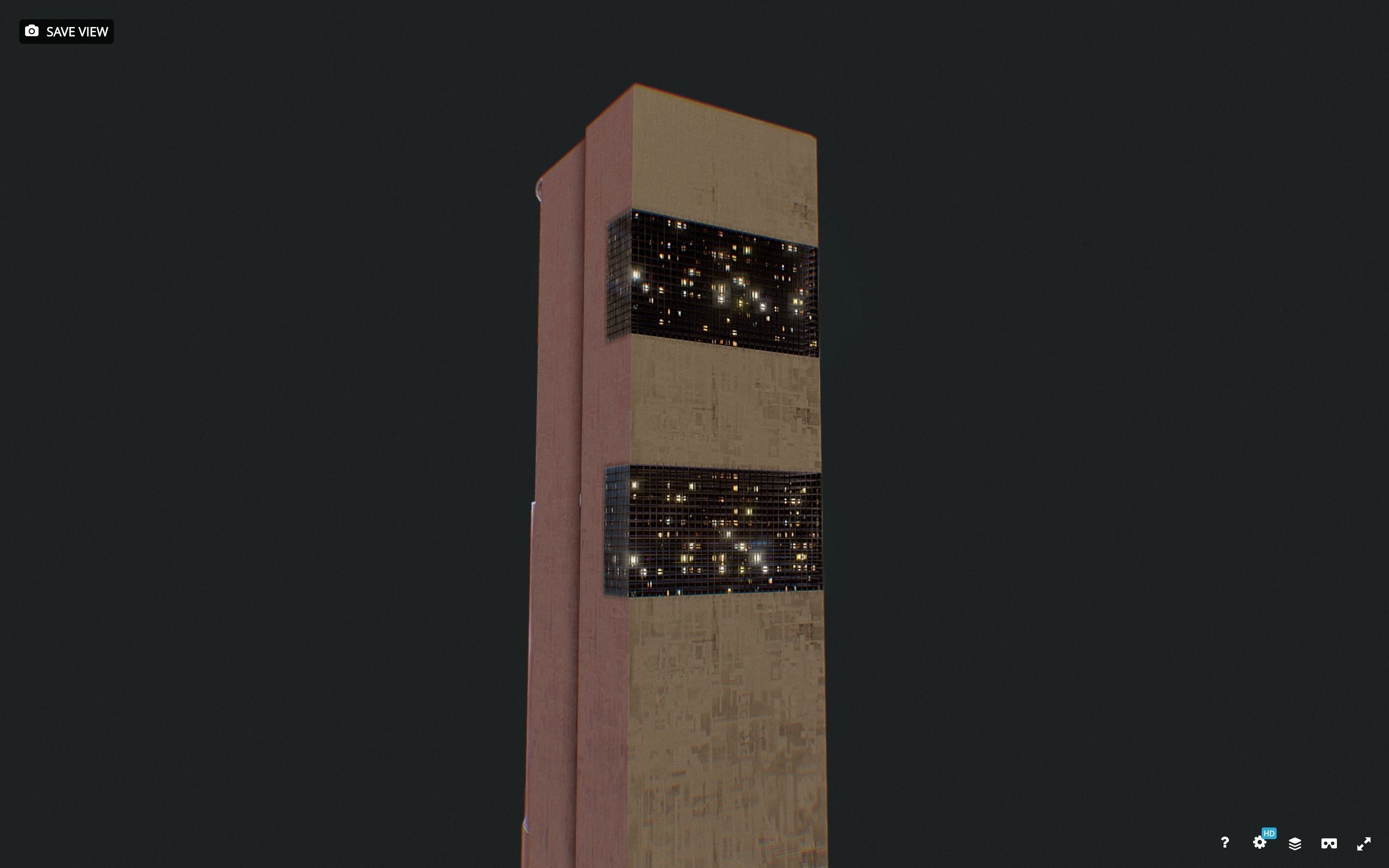 Low Poly - Futuristic Sci-fi Skyscraper Building Low-poly 3D model_4