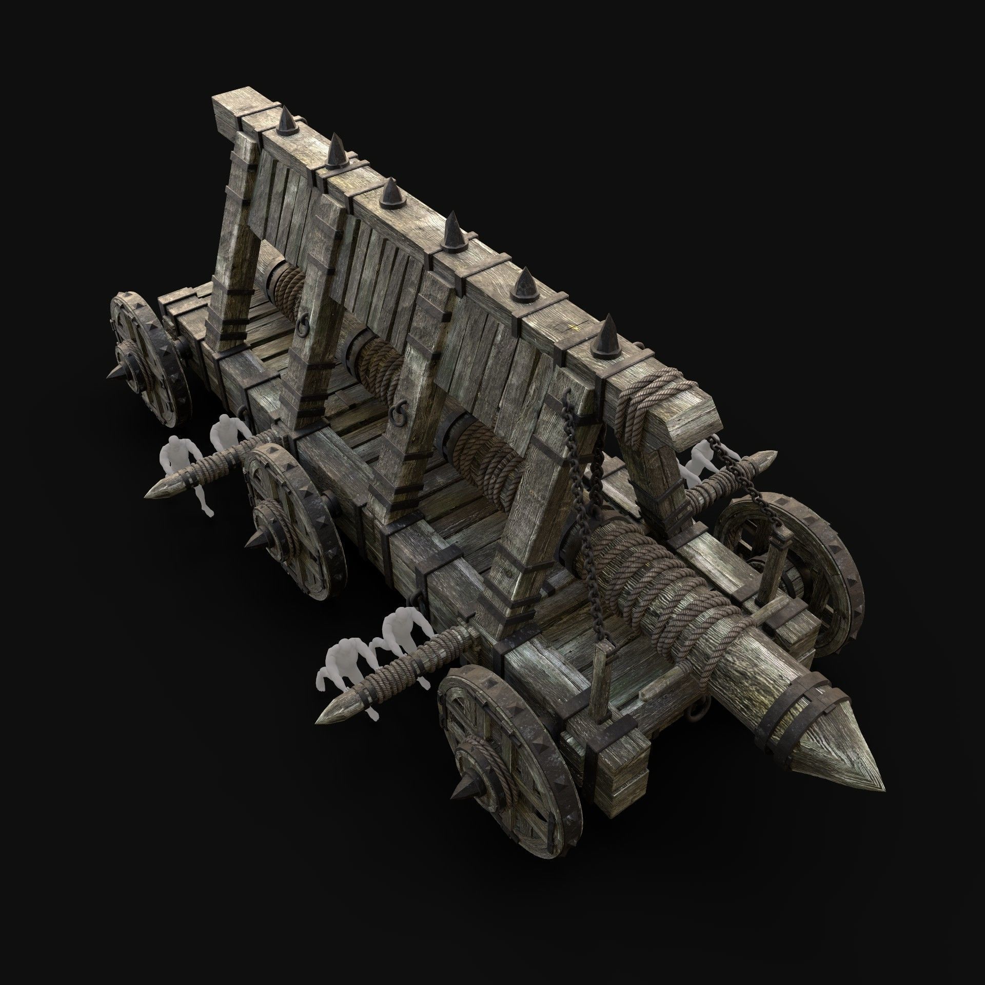 WAR MACHINE BATTERING RAM MEDIEVAL SIEGE ENGINE WAR BATTLE Low-poly 3D model_5