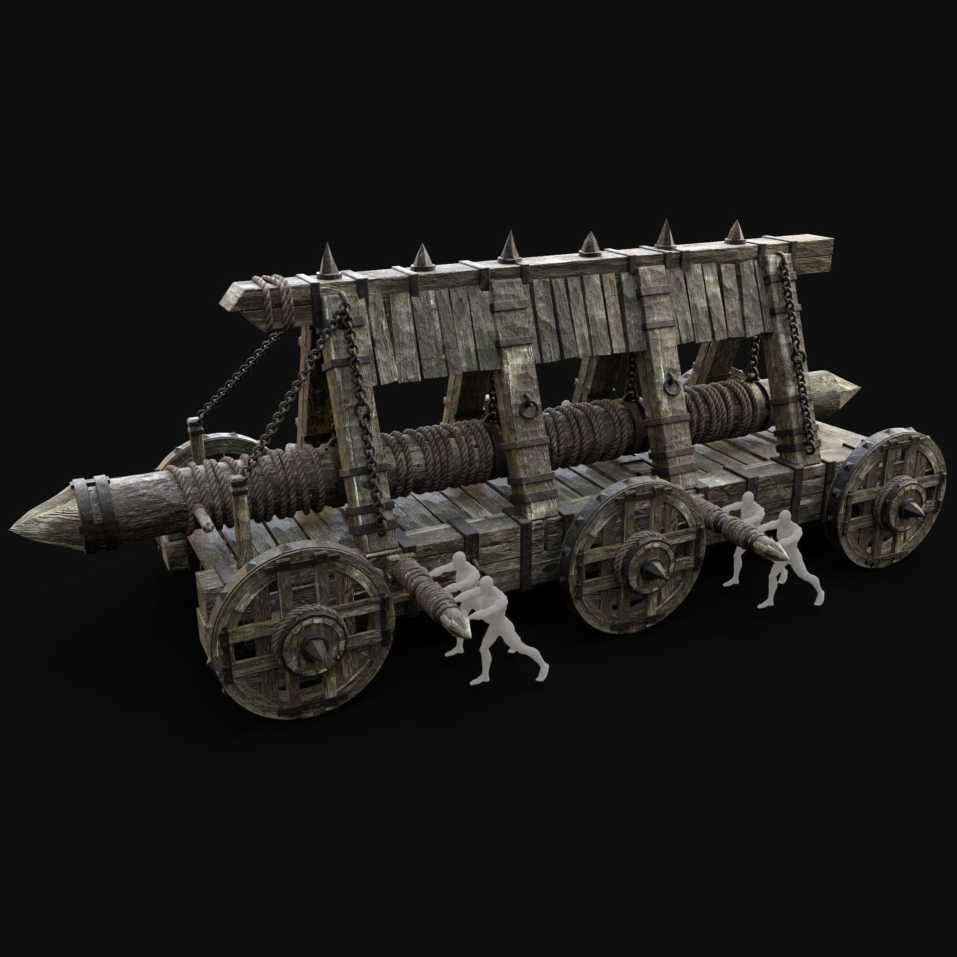 WAR MACHINE BATTERING RAM MEDIEVAL SIEGE ENGINE WAR BATTLE Low-poly 3D model_1