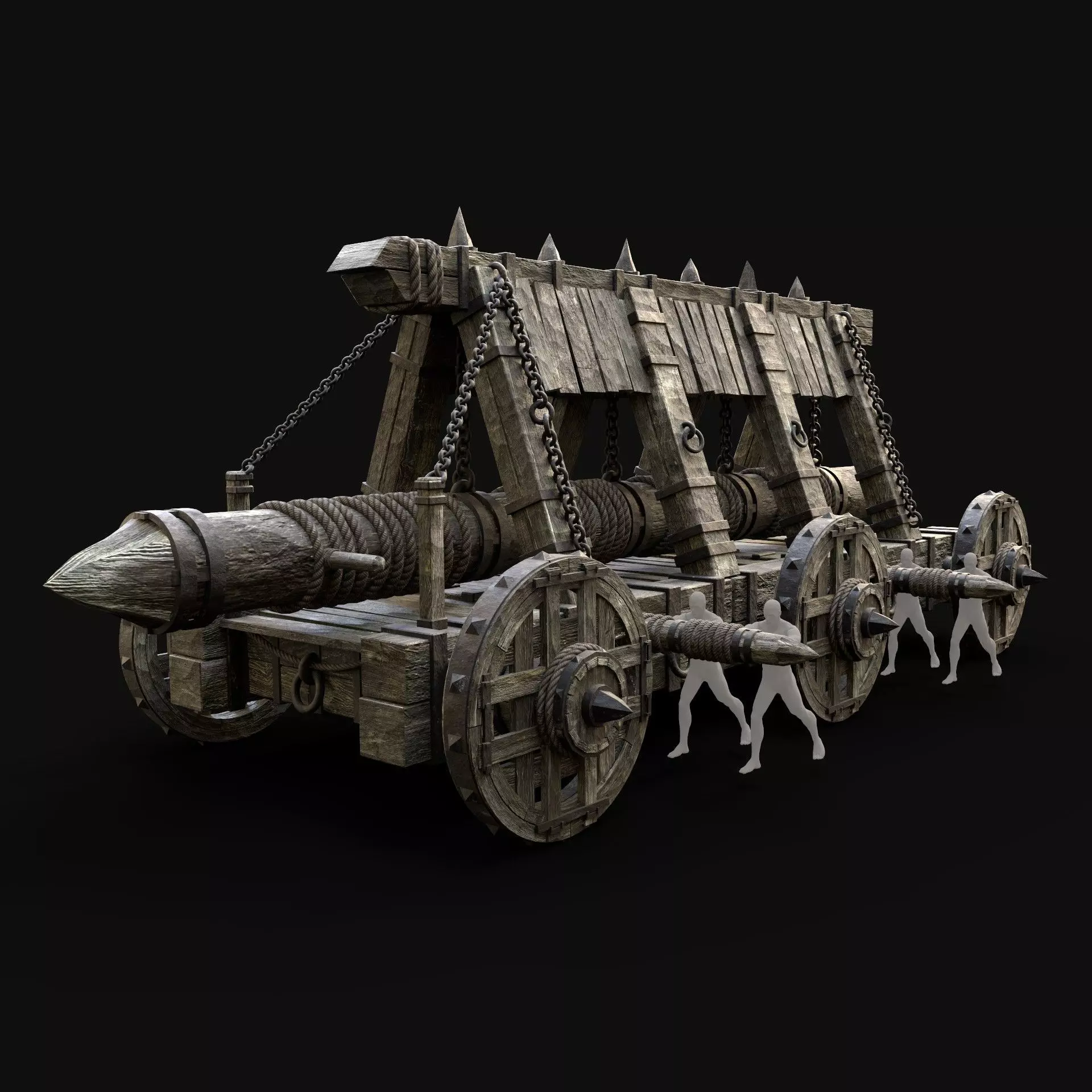 WAR MACHINE BATTERING RAM MEDIEVAL SIEGE ENGINE WAR BATTLE Low-poly 3D model_0