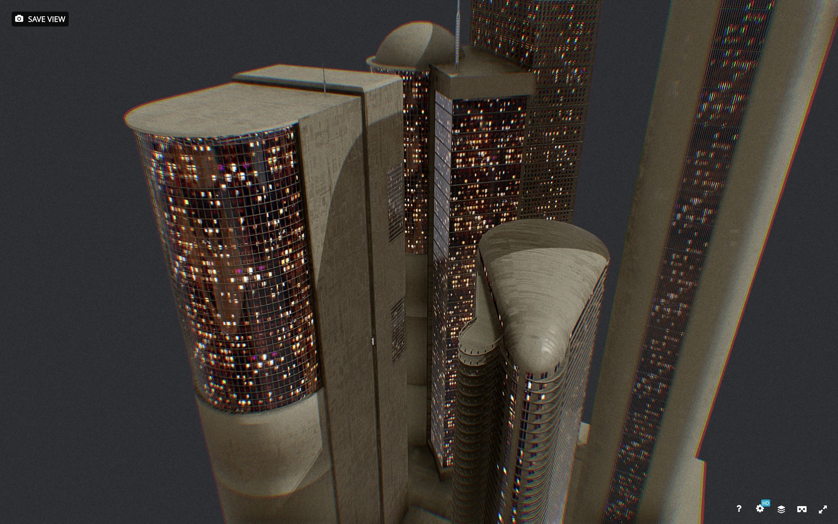 Low Poly Futuristic Sci-fi Skyscraper City Block Low-poly 3D model_2