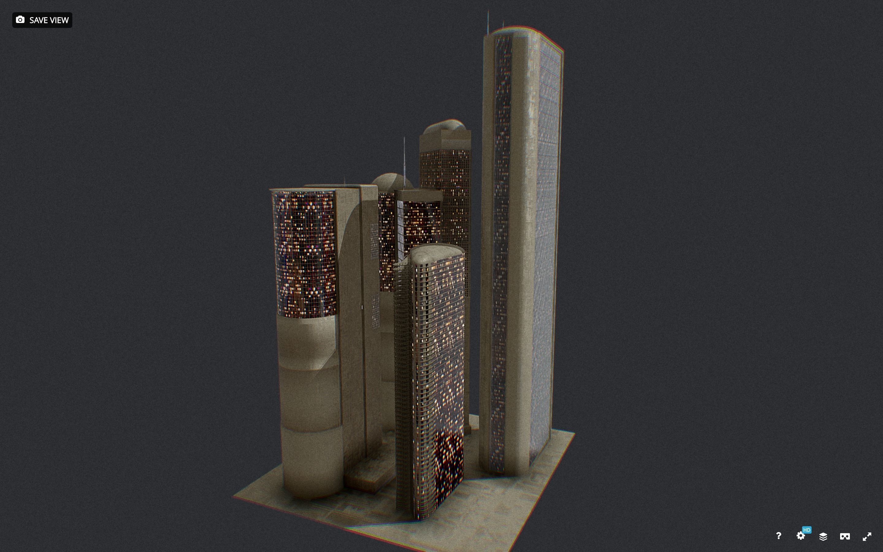 Low Poly Futuristic Sci-fi Skyscraper City Block Low-poly 3D model_16