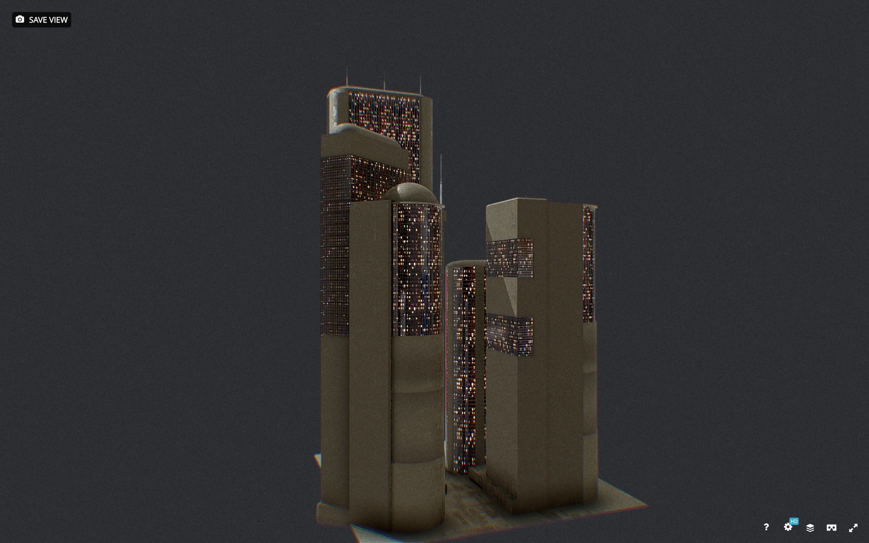 Low Poly Futuristic Sci-fi Skyscraper City Block Low-poly 3D model_18