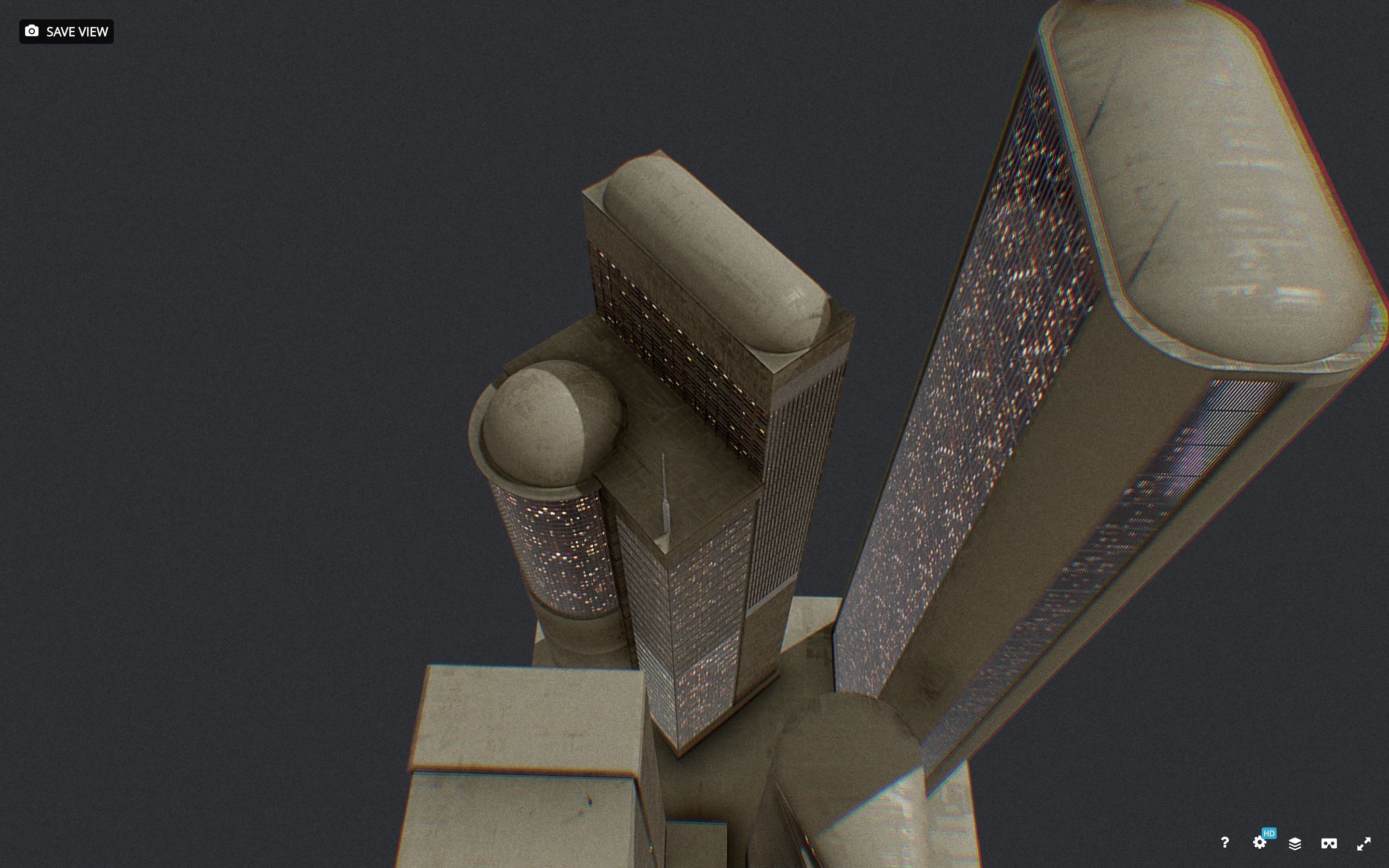 Low Poly Futuristic Sci-fi Skyscraper City Block Low-poly 3D model_4