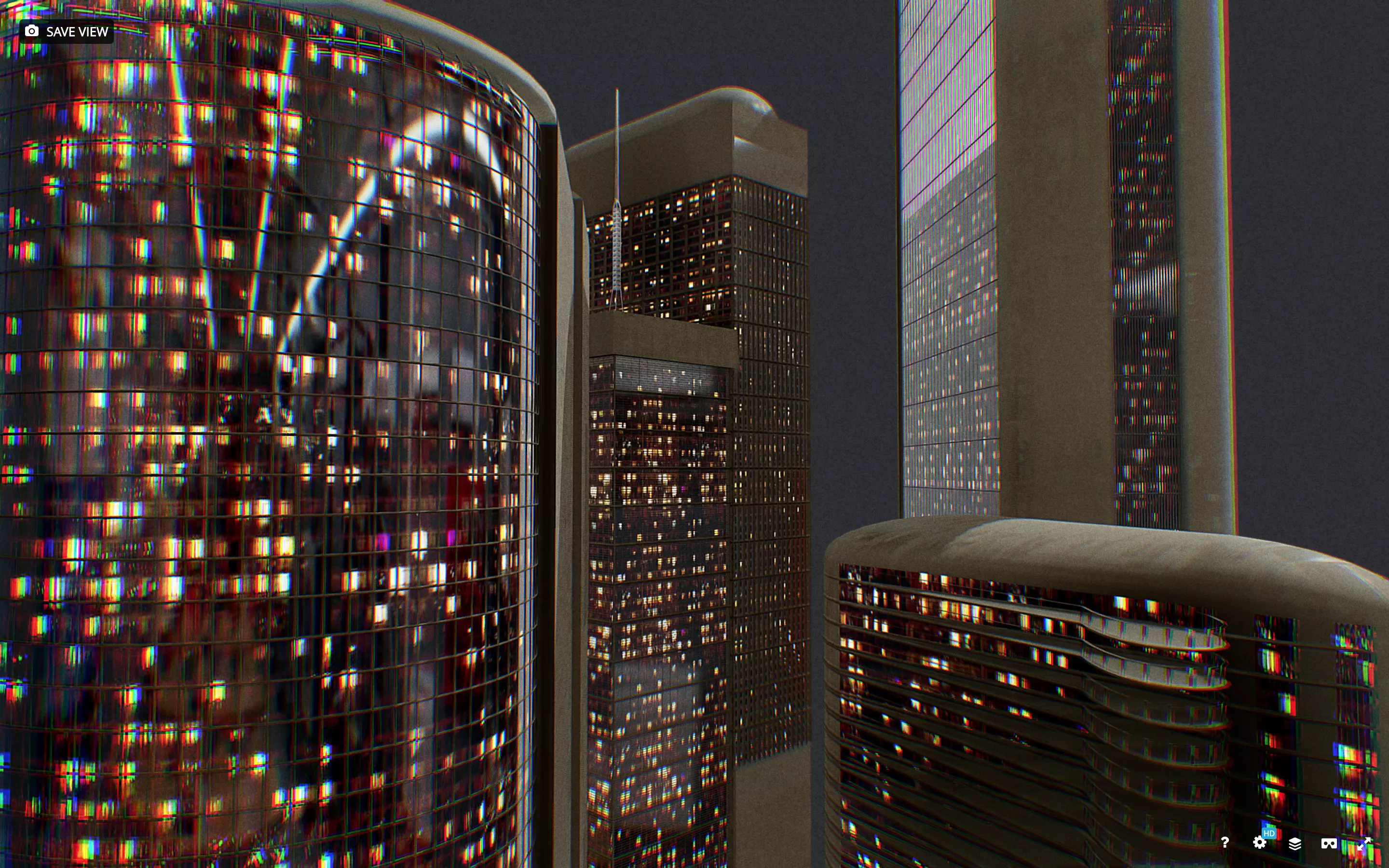 Low Poly Futuristic Sci-fi Skyscraper City Block Low-poly 3D model_0