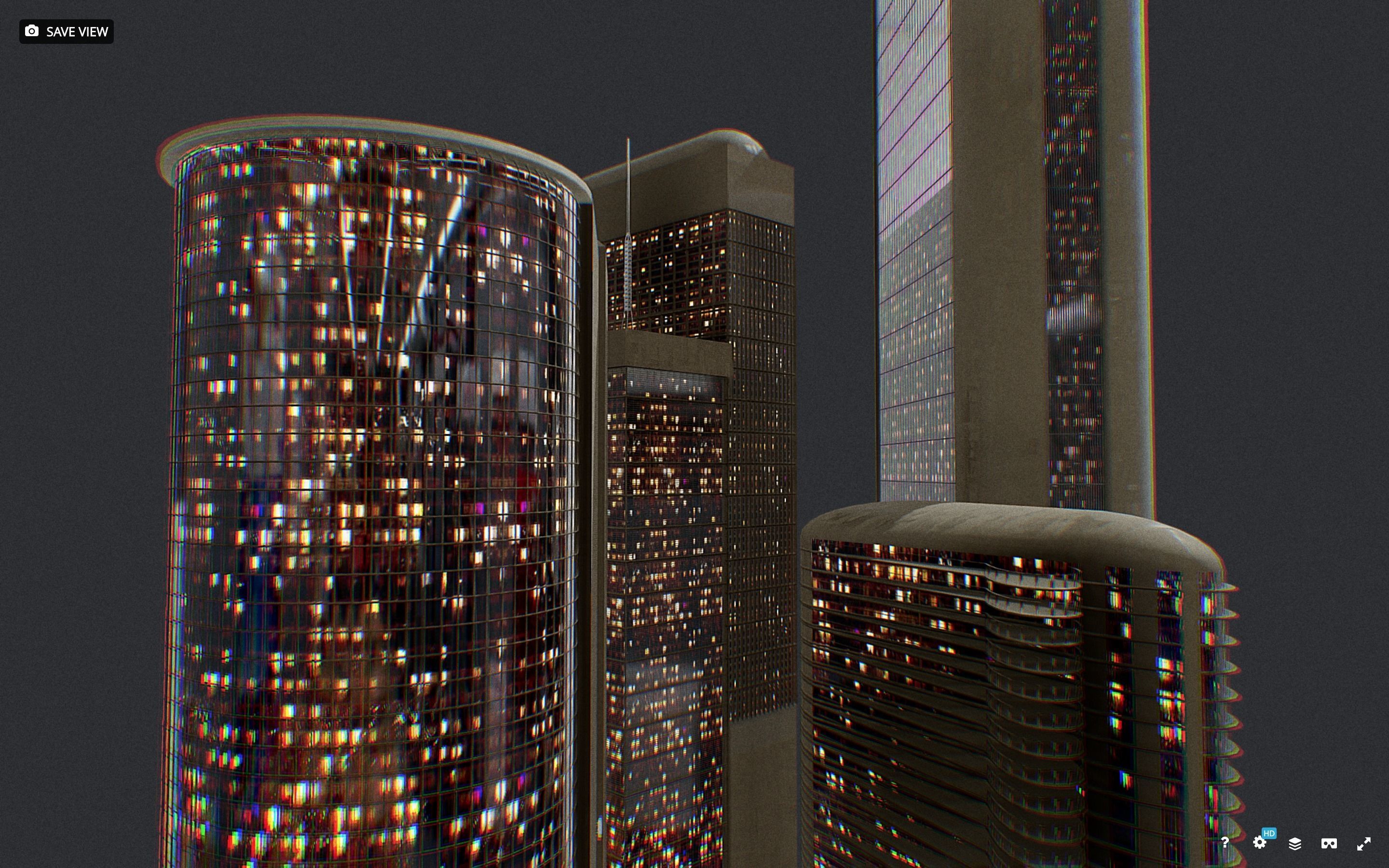 Low Poly Futuristic Sci-fi Skyscraper City Block Low-poly 3D model_1