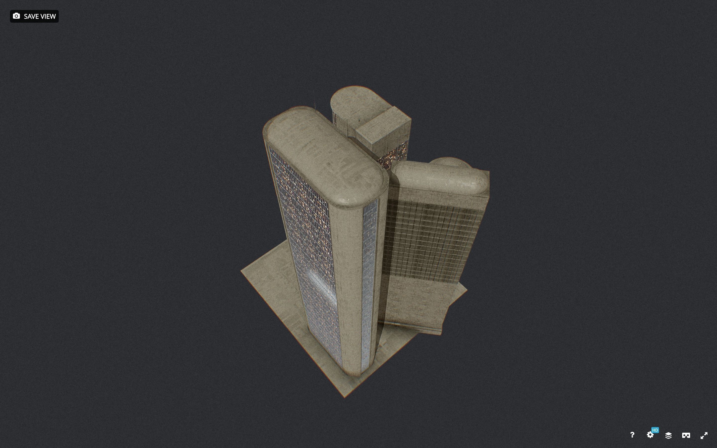 Low Poly Futuristic Sci-fi Skyscraper City Block Low-poly 3D model_10