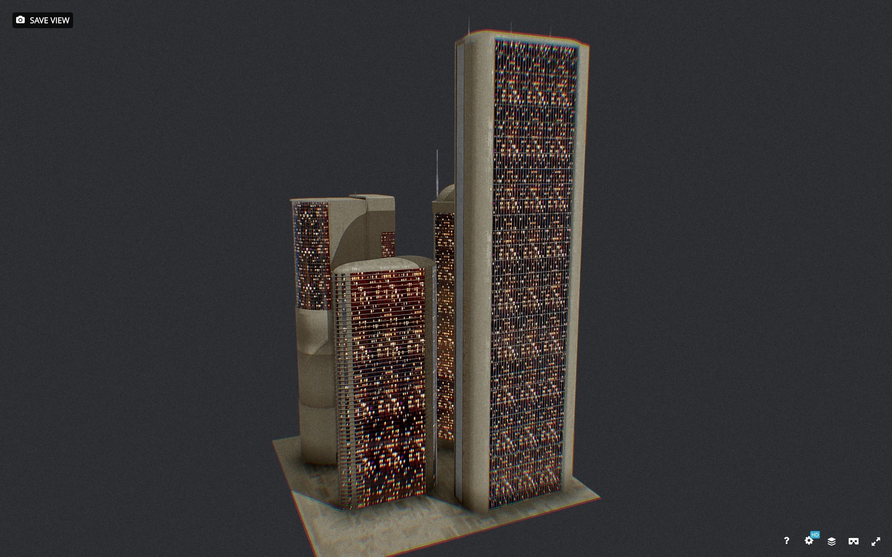 Low Poly Futuristic Sci-fi Skyscraper City Block Low-poly 3D model_17