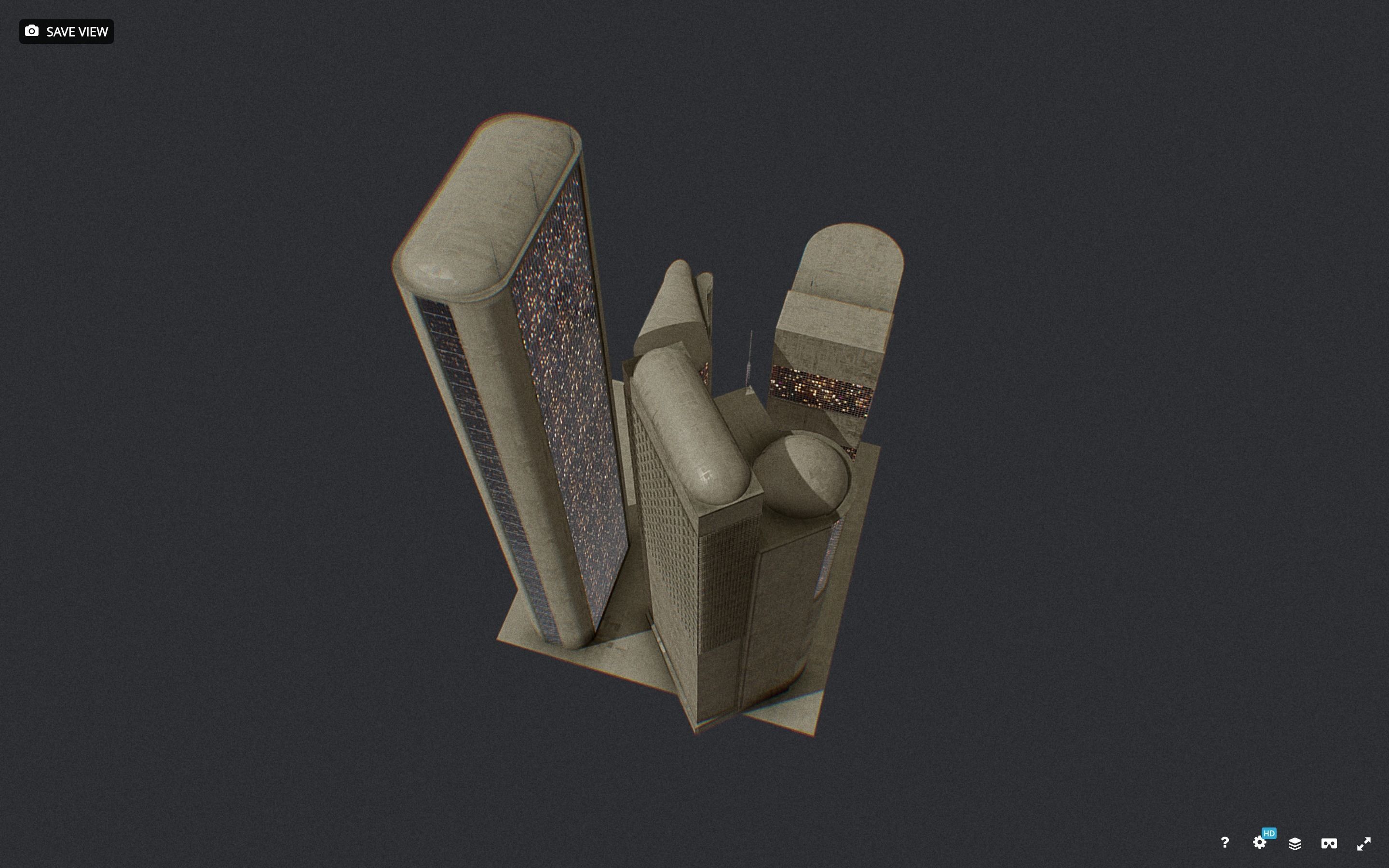 Low Poly Futuristic Sci-fi Skyscraper City Block Low-poly 3D model_11