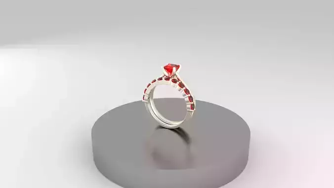 Silver Red Stone Ring