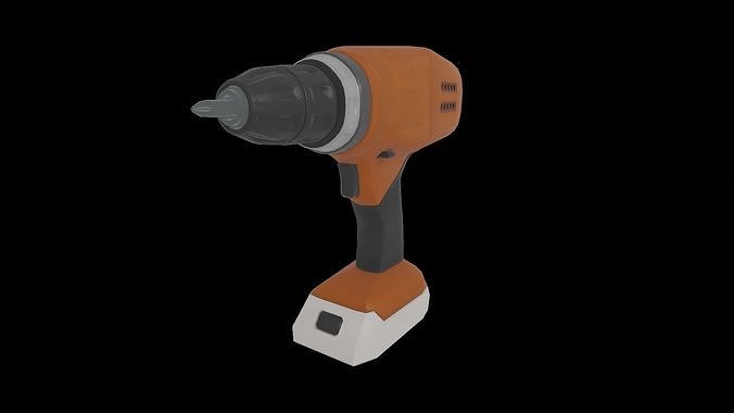 Cordless drill Free low-poly 3D model