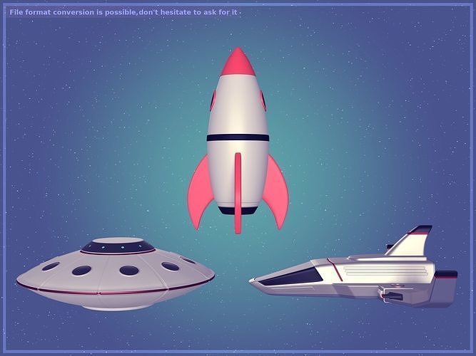 Space Ships Pack - Cartoon Aircraft Low-poly 3D model