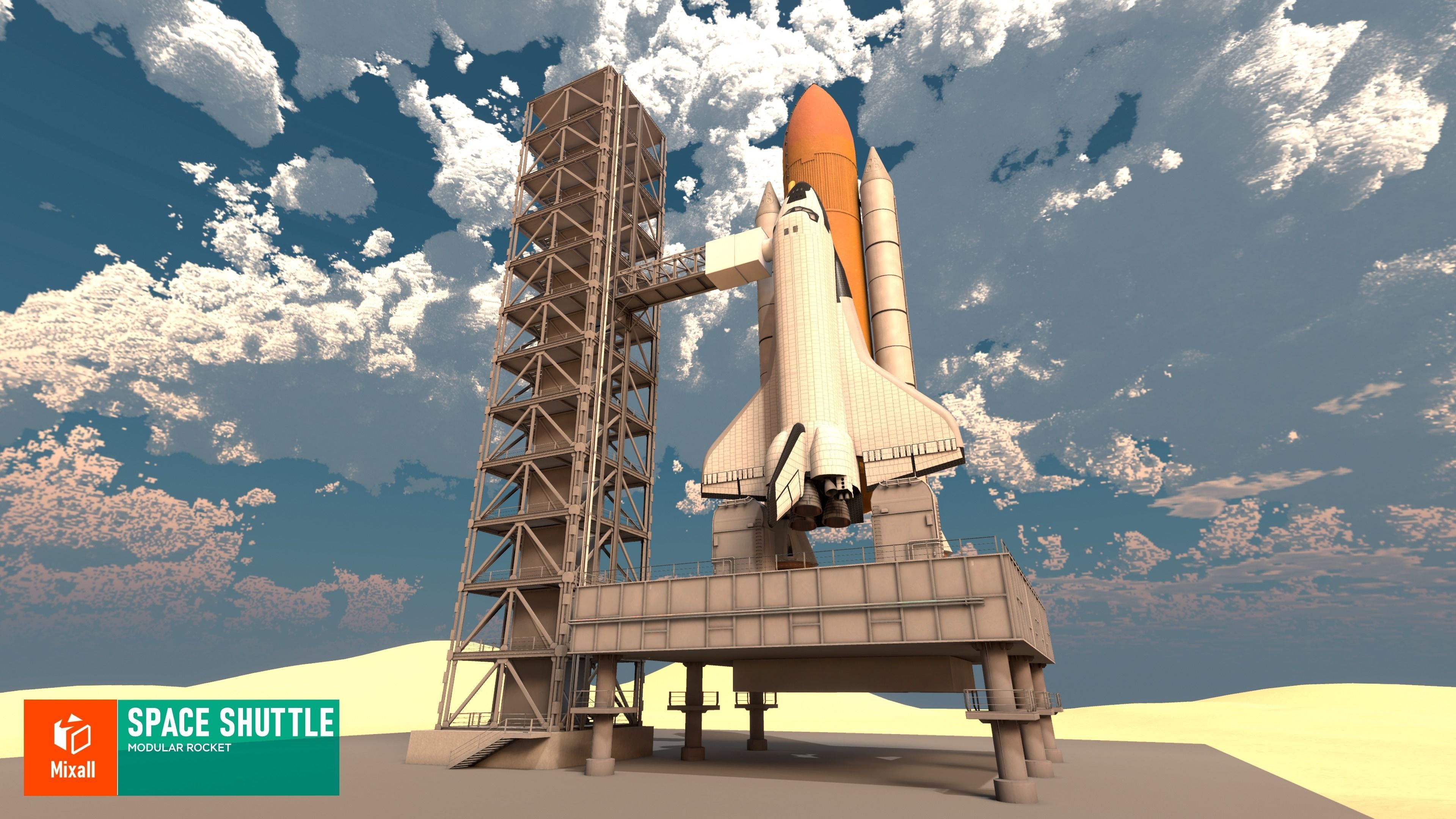 Space shuttle - modular rocket 3D model_1