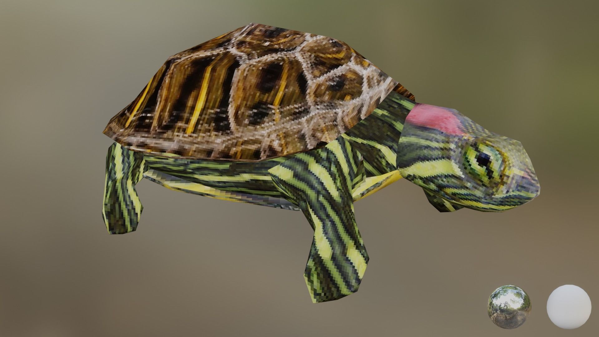 PSX Style Turtle Low-poly 3D model_2