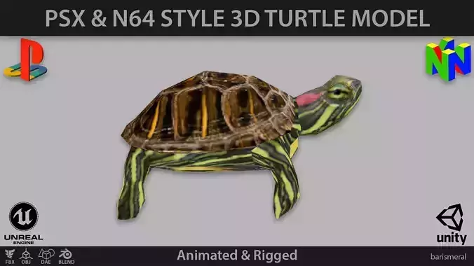 PSX Style Turtle Low-poly 3D model