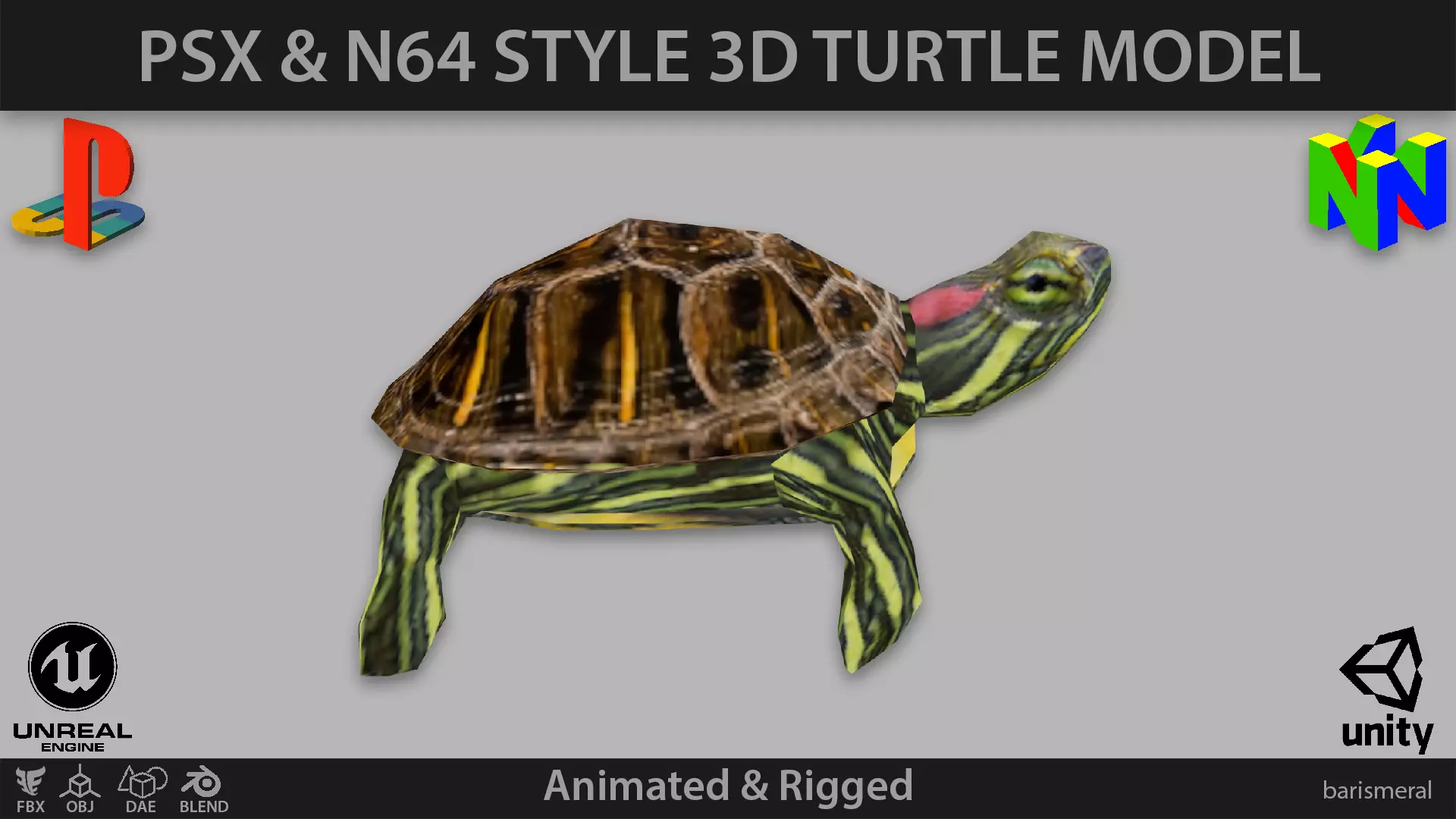 PSX Style Turtle Low-poly 3D model_0