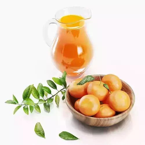 set mandarines oranges in wooden bowl